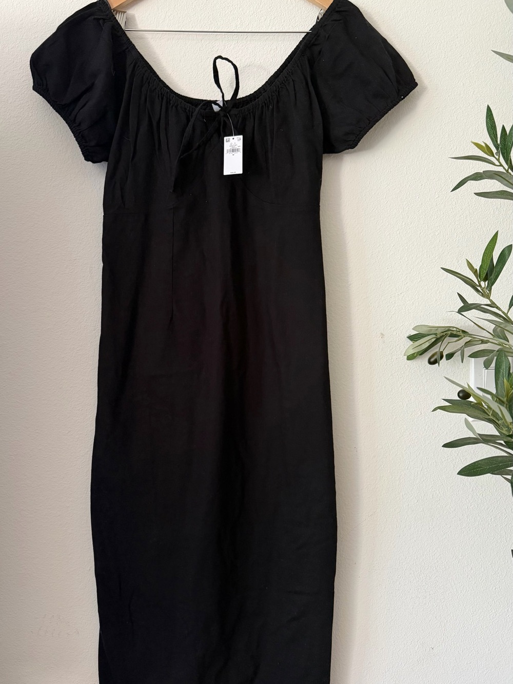 Old Navy Black Tie-Front Scoop Neck Midi Dress 100% cotton - Picture 3 of 7